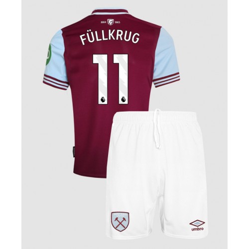 Fotballdrakt Barn West Ham United Niclas Fullkrug #11 Hjemmedraktsett 2024-25 Kortermet (+ Korte bukser)